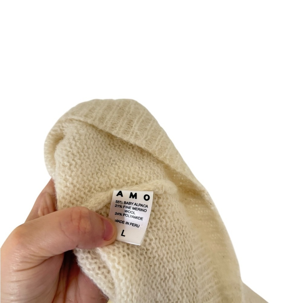 AMO Ambition Cream Cropped Baby Alpaca Blend Sweater - Picture 6 of 8